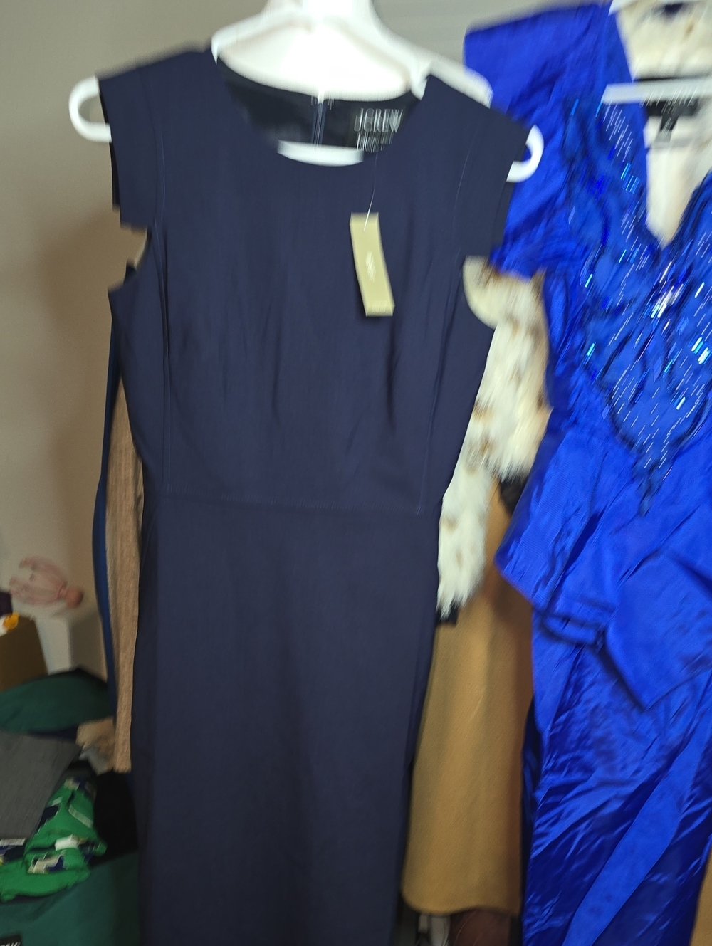 J. Crew Navy Cap-Sleeve Midi Sheath Dress